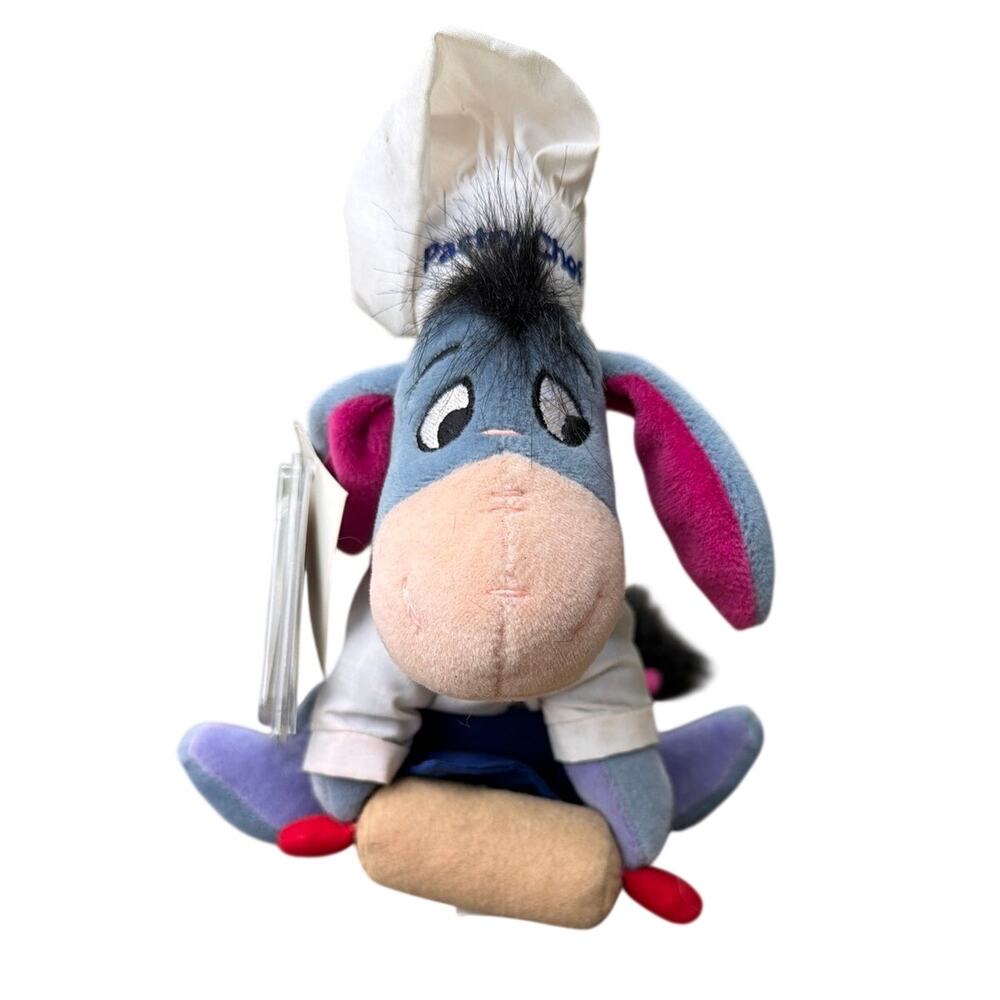 Vtg NWT Pastry Chef Eeyore Bean Plush Rolling Pin cook hat 7" winnie the pooh